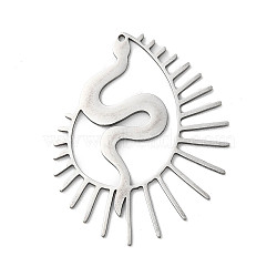 Non-Tarnish 201 Stainless Steel Pendants, Snake Charm, Stainless Steel Color, 36x29x1mm, Hole: 1mm(STAS-D041-04P)