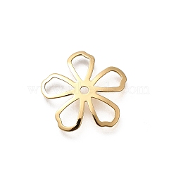 Brass Bead Caps, 5-Petal Flower, Real 18K Gold Plated, 19.5x20.5x0.5mm, Hole: 1.8mm(KK-K378-79G)