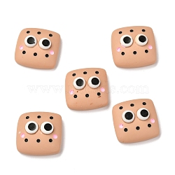 Cookite Resin Cabochons, Imitation Food, Square with Eye, Sandy Brown, 18.5x18.5x7.5mm(RESI-F020-20)