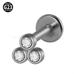 G23 Titanium Threadless Labrets, with Rhinestone for Women, Stainless Steel Color, Triangle, 6mm(WG33C7B-10)