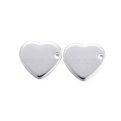 Handmade Gifts Ideas for Valentines Day 201 Stainless Steel Stamping Blank Tag Pendants, Heart, Silver Color Plated, 11x10x0.6mm(X-STAS-Q070-S)