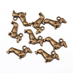 Tibetan Style Alloy Pendants, for Jewelry Making, Dog, Antique Bronze, 13x20.5x2.5mm, Hole: 1.5mm(PALLOY-TAC0010-14AB)