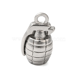 Non-Tarnish 304 Stainless Steel Pendants, Grenade Charms, Stainless Steel Color, 22.5x13x11mm, Hole: 3mm(STAS-N103-63P)