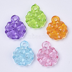 Transparent Acrylic Pendants, Dyed, Flower, Mixed Color, 20x16x4.5mm, Hole: 2.5mm(X-TACR-T015-044)