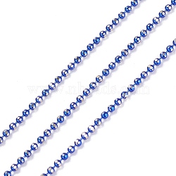 Spray Painted Brass Faceted Ball Chains, Soldered, with Spool, Round, Blue, 1.5mm(CHC-K011-35V)