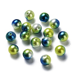 Rainbow ABS Plastic Imitation Pearl Beads, Gradient Mermaid Pearl Beads, Round, Dark Blue, 11.5~12x11~11.5mm, Hole: 2mm, about 560pcs/500g(OACR-Q174-12mm-16)