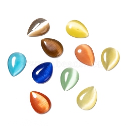 Cat Eye Cabochons, Mixed Color, teardrop, about 13mm wide, 18mm long, 5mm thick(X-CE045-13X18)