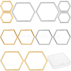 Alloy Linking Rings, Hexagon, Platinum & Golden, 48pcs/box(PALLOY-SC0003-10)