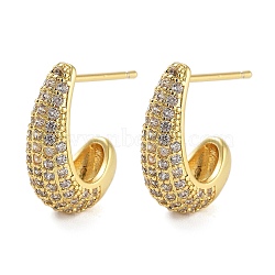 Rack Plating Teardrop Brass Stud Earrings, with Clear Cubic Zirconia, Cadmium Free & Lead Free, Long-Lasting Plated, Real 18K Gold Plated, 17.5x13mm(EJEW-N055-25A-G-RS)