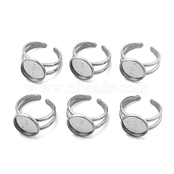 Non-Tarnish 304 Stainless Steel Cuff Ring Settings, Round, Stainless Steel Color, Tray: 14mm, 2.8~7.5mm, Inner Diameter: 18mm(STAS-E202-02A-P)