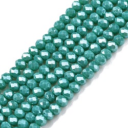 Electroplate Glass Beads Strands, Pearl Luster Plated, Faceted, Rondelle, Light Sea Green, 2.9~3.3x2mm, Hole: 0.8mm, about 148~150pcs/strand, 39.5~40cm(EGLA-A044-P2mm-A31)