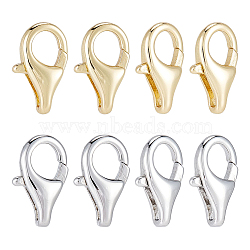CHGCRAFT 8Pcs 2 Colors Brass Lobster Claw Clasps, Parrot Trigger Clasps Jewelry Making Findings, Cadmium Free & Lead Free, Long-Lasting Plated, Mixed Color, 13x8x3.5mm, Hole: 2mm, 4pcs/color(KK-CA0002-02)