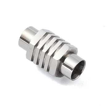 304 Stainless Steel Magnetic Clasps, Hexagon, Stainless Steel Color, 21x11x10mm, Hole: 6mm