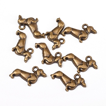 Tibetan Style Alloy Pendants, for Jewelry Making, Dog, Antique Bronze, 13x20.5x2.5mm, Hole: 1.5mm