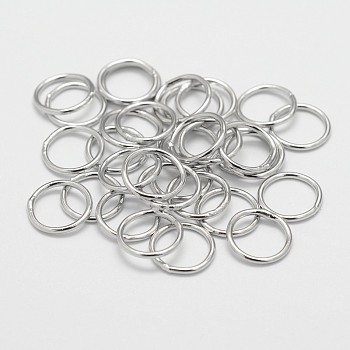 Brass Soldered Closed Jump Rings, Round, Cadmium Free & Nickel Free & Lead Free, Platinum, 18 Gauge, 6x1mm, Inner Diameter: 4mm