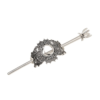 Alloy Hair Sticks, Cloud with Moon, Hair Accessories for Women, Antique Silver, 129x36x50mm