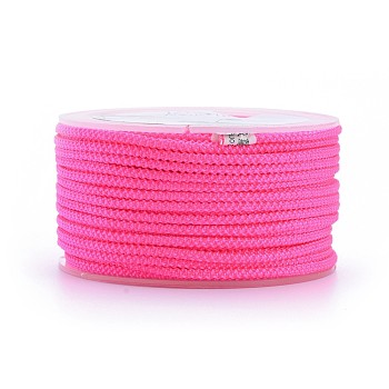 Polyester Braided Cord, Deep Pink, 2mm, about 16.4 yards(15m)/roll
