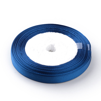 High Dense Single Face Satin Ribbon, Polyester Ribbons, Royal Blue, 3/8 inch(9~10mm), about 25yards/roll, about 10rolls/group