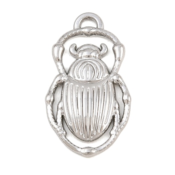 304 Stainless Steel Pendants, Beetle Charms, Stainless Steel Color, 27.5x15.5x3mm, Hole: 1.6x2.5mm