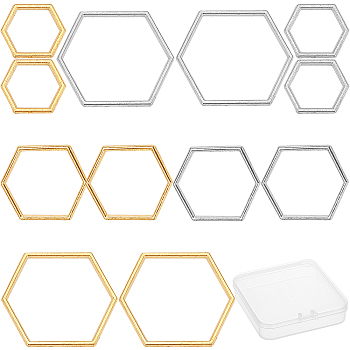 Alloy Linking Rings, Hexagon, Platinum & Golden, 48pcs/box