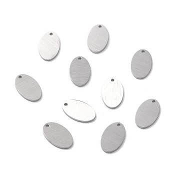 304 Stainless Steel Pendants, Double Side Drawbench, Stamping Blank Tag, Oval, Stainless Steel Color, 12x7.5x1mm, Hole: 1mm