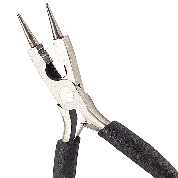 45# Carbon Steel Round Nose Pliers, Wire Cutter, Hand Tools, Polishing, Black, 12.5x7.7x0.9cm, 1pc/set