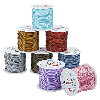 Elite 8 Roll 8 Colors Nylon Chinese Knotting Cord, for Woven Bracelet Necklace Making, Mixed Color, 0.8mm, about 49.21 Yards(45m)/Bag