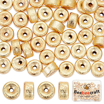 50Pcs Brass Beads, Long-Lasting Plated, Flat Round, Real 18K Gold Plated, 8x4.5mm, Hole: 1.6mm