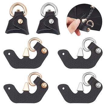 WADORN 2 Pairs 2 Colors Leather Undamaged Bag Triangle Buckle Connector, No Punch Detachable Bag Handle Cover for Adding Handbag Crossbody Shoulder Strap, Black, 6.2x4.1x1.2cm, Hole: 7.5x14mm, 1 pair/color