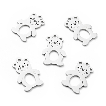 201 Stainless Steel Pendant, Christmas Theme, Bear, Stainless Steel Color, 19.5x13.5x1mm, Hole: 1.5mm