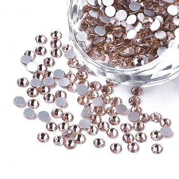 Glass Flat Back Rhinestone Cabochons, Back Plated, Faceted Half Round, Light Amethyst, SS16, 3.8~4x1.5mm, about 1440pcs/bag