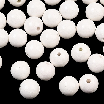 Handmade Porcelain Beads, Crackle Style, Round, White, about 12mm in diameter, hole: 3mm