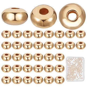250Pcs Brass Beads, Long-Lasting Plated, Rondelle, Real 18K Gold Plated, 3x2mm, Hole: 0.9mm