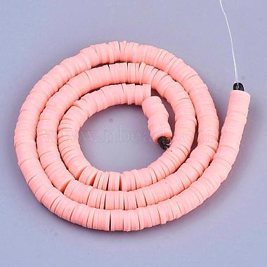 6mm Pink Flat Round Polymer Clay Beads