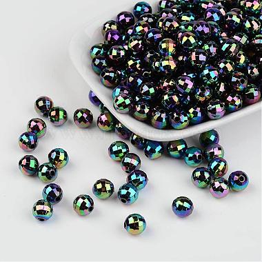 Perles rondes en acrylique poly styrène écologique coloré à facettes(SACR-K001-8mm-45)-2