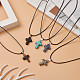 5Pcs 5 Style Natural & Synthetic Mixed Gemstone Cross Pendant Necklaces Set with Waxed Cord for Women(NJEW-JN04176)-2