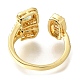 Rack Plating Brass Micro Pave Cubic Zirconia Open Cuff Rings for Women(RJEW-M022-04G-01)-3