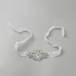 Glass & Alloy & Polyester & Resin Flower Bouquet Ribbon, Suitable for Gift Giving Decoration, White, 667x21x0.2mm(DIY-WH0591-498)