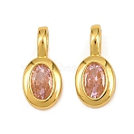 Brass Micro Pave Cubic Zirconia Pendants, Oval Charms, Real 18K Gold Plated, 13x6x4.5mm, Hole: 3.5x2.5mm(KK-H263-01G)