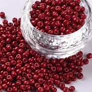 Baking Paint Glass Seed Beads, Dark Red, 8/0, 3mm, Hole: 1mm, about 10000pcs/bag(SEED-S002-K14)