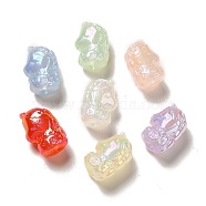 Luminous Acrylic Beads, AB Color Plated, Glitter, Unicorn, Mixed Color, 20.6x10.9x13.8mm, Hole: 3.6mm(OACR-E016-05)