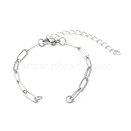 304 Stainless Steel Paperclip Chains Bracelet Making, with Lobster Claw Clasps, Stainless Steel Color, 5-3/4x1/8 inch(14.5x0.4cm)(AJEW-JB01038-02)