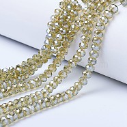 Electroplate Glass Beads Strands, Pearl Luster Plated, Faceted, Rondelle, Moccasin, 3.5x3mm, Hole: 0.4mm, about 123~127pcs/strand, 13.7~14.1 inch(35~36cm)(EGLA-A034-T3mm-A01)