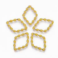 Eco-Friendly Alloy Linking Rings, with Enamel, Twist Rhombus, Light Gold, Yellow, 36x25.5x4mm, Diagonal Length: 36mm, Side Length: 24mm(PALLOY-R110-08E)