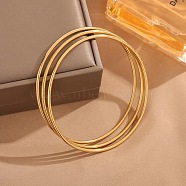 3Pcs 304 Stainless Steel Plain Bangles Set for Women, Real 18K Gold Plated, 1/4 inch(0.6cm), Inner Diameter: 2-3/8 inch(6cm)(BJEW-A030-01G)