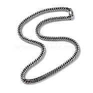 Ion Plating(IP) 304 Stainless Steel Cuban Link Chain Necklace, Antique Silver, 23.58 inch(59.9cm)(NJEW-P288-01B-AS)