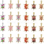 24Pcs 6 Colors Alloy Enamel Pendants, Light Gold, Tortoise, Mixed Color, 24~24.5x13.5x5mm, Hole: 1.8mm, 4pcs/color(FIND-FH0005-69)