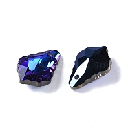 AB Color Plated Electroplate Glass Pendants, Faceted, Leaf, Prussian Blue, 16x11x6mm, Hole: 1mm(EGLA-O003-06C-11)
