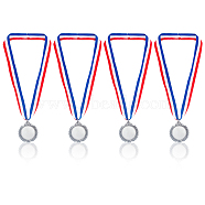 4Pcs Alloy Blank Medal, Polyester Lanyard Medal for Children's Event, Platinum, 520mm(AJEW-FG0002-70P)