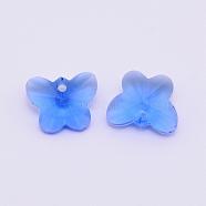 Transparent Glass Pendants, Faceted, Butterfly Charms, Blue, 12x15x8mm, Hole: 1.5mm(GLAA-P037-02-17)